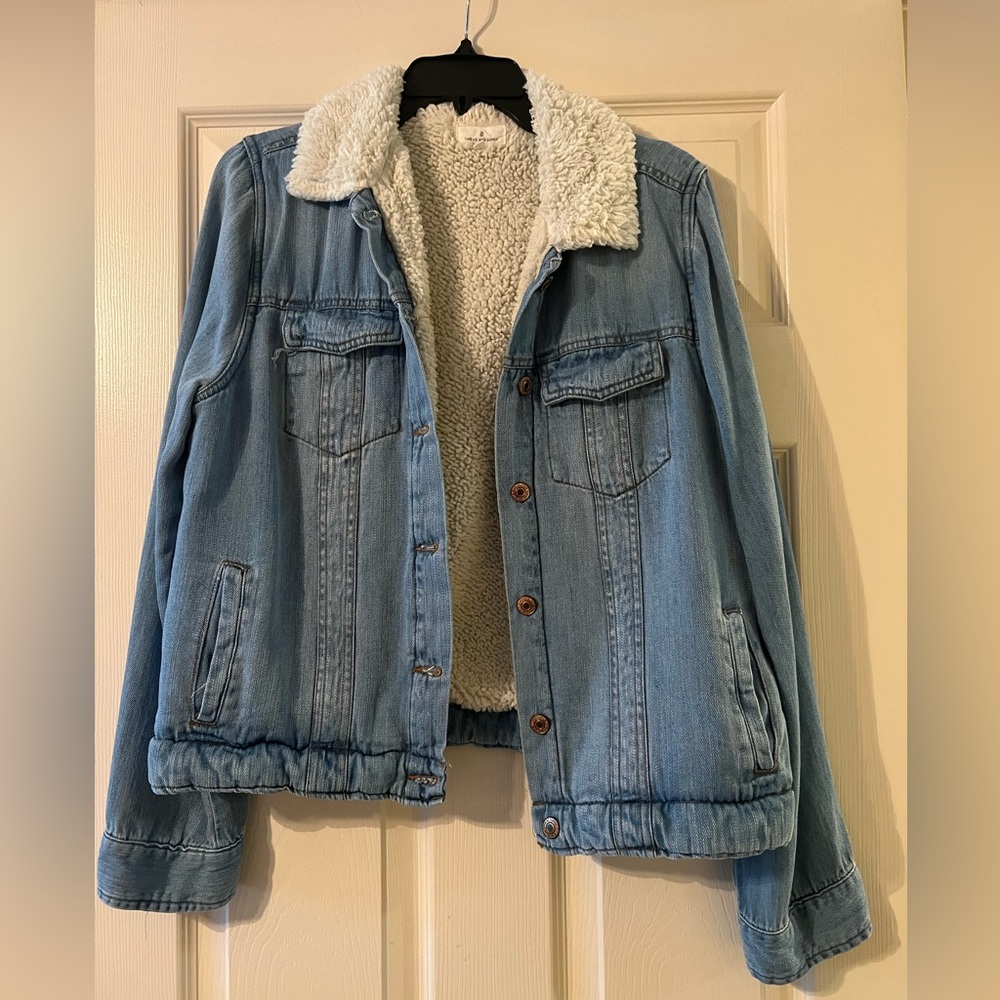 Thread & Supply White and Blue Jean Jacket Classic Style